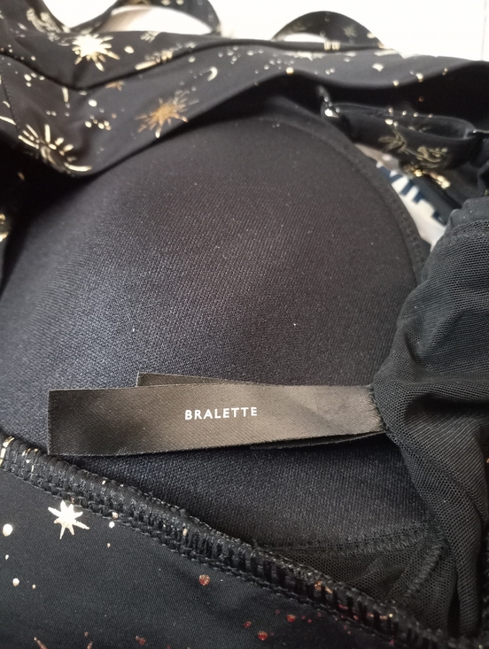 Torrid Black Celestial Metallic Gold Print Surplice Bralette - Picture 4 of 8